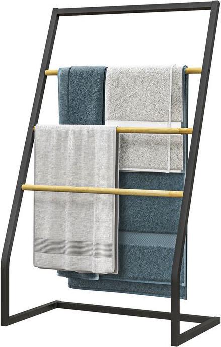 Swisshandel24 Towel rack, free-standing towel rail with 3 towel rails, towel rail for bathroom, St