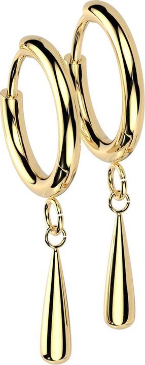 Star Piercing Ohrring vergoldet Anhänger Tropfen (Titan G23, ohne Messing)