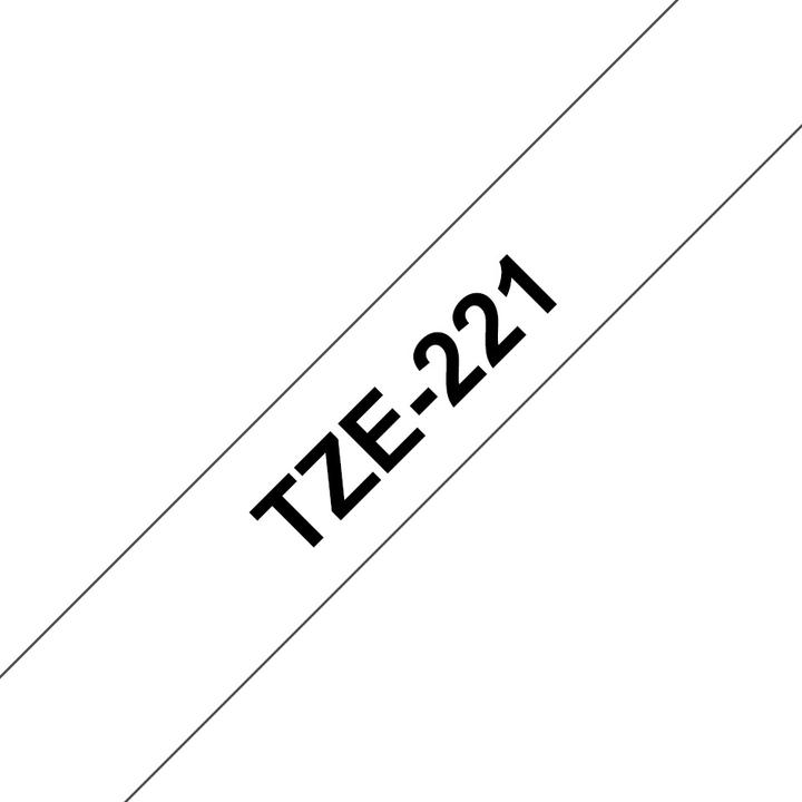 Actual product image Brother TZe-221 (0.90 cm, Black, White)