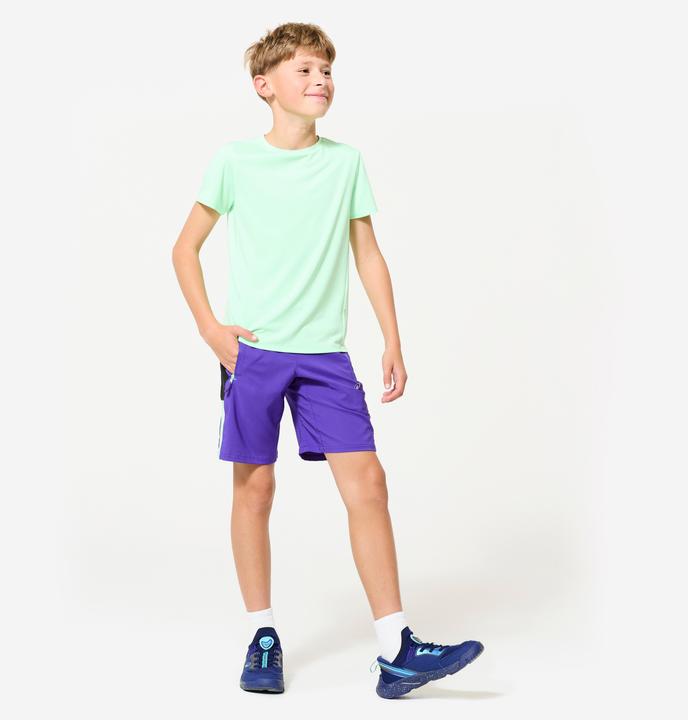 Image du produit Decathlon Short multisport respirant enfant, Violet noir Vert fluo (12, 13, 14)