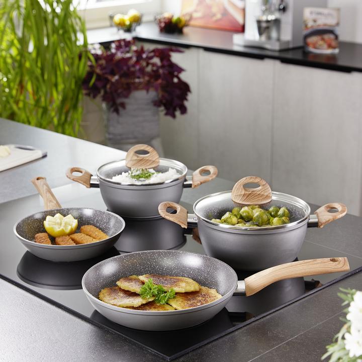 Produktbild Stoneline Back to Nature Kochgeschirr-Set, 14-tlg., Keramik-Beschichtung, mit Glasdeckeln (Pfannenset + Topfset, Aluminium)