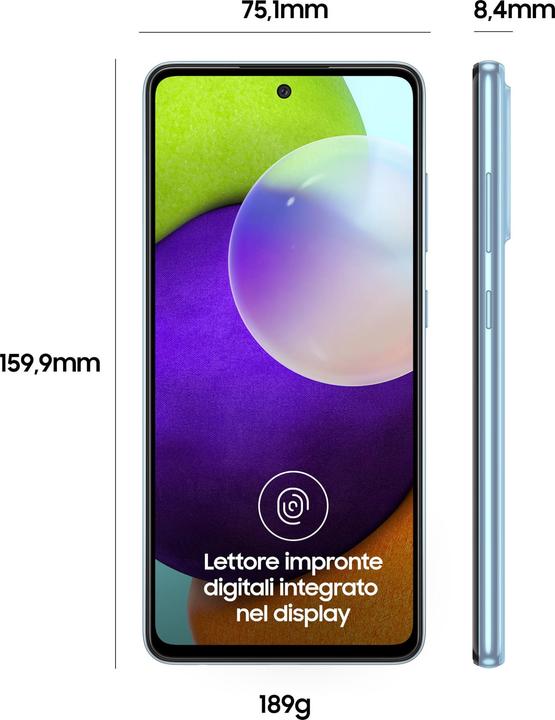 Immagine prodotto Samsung Galaxy A52 UE (128 GB, Azzurro, 6.40", Doppia SIM, 64 Mpx, 4G)