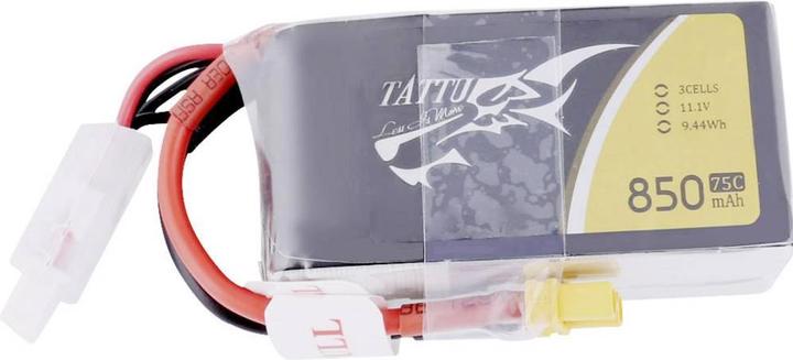 Immagine prodotto Tattu Batteria RC LiPo 850 mAh 11,1 V 75C (11.10 V, 850 mAh)