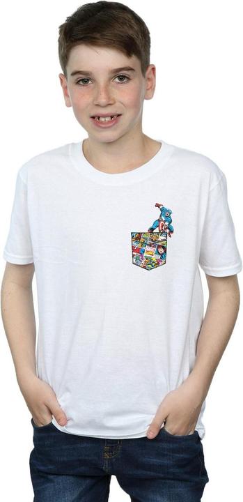 Actual product image Boys Captain America Faux Pocket T-Shirt (152, 158)