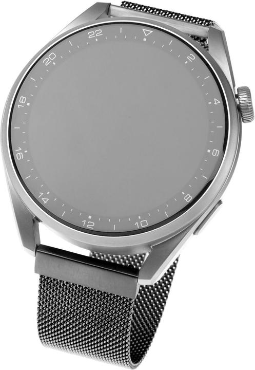 Actual product image Fixed Mesh metal rem til Smartwatch Universal 22 mm Sort (22 mm, Stainless steel, Garmin vivoactive 4, Huawei Watch GT, Huawei Watch 2 Classic, Honor Watch Magic)
