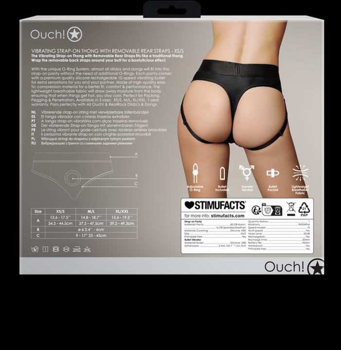 Actual product image Ouch! Vibrating Strap-on Thong - Removable Straps - XS/S (XS)