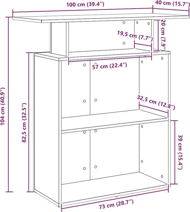 Produktbild VidaXL Empfangstheke Grau Sonoma 100x40x104 cm Holzwerkstoff Empfangstresen
