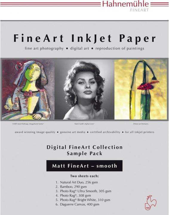 Produktbild Hahnemühle Digital FineArt A 4 Testpack matte, glatte Papiere (310 g/m², A4, 14 x)