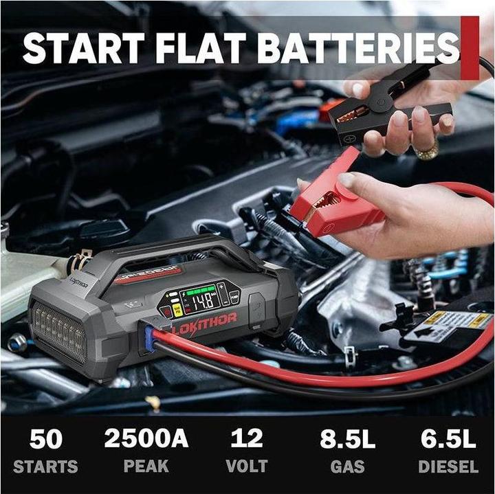 Immagine prodotto Lokithor Powerbank / Jump starter JA302, 2500A, compressore 10-150 PSI (2500 A, 17100 mAh)