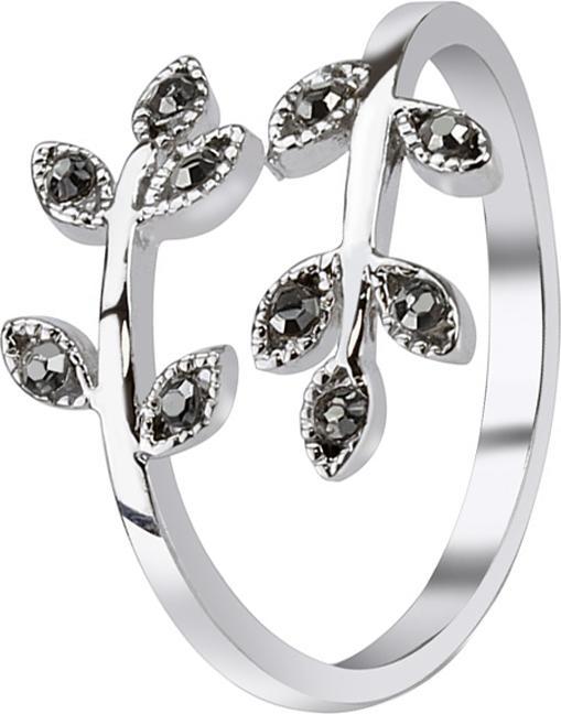 Hollywood Body Jewelry Ring mit Blätter Kristall schwarz (Messing)