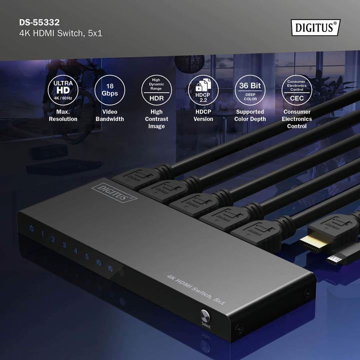 Immagine prodotto Digitus Switch HDMI 4K, 5x1