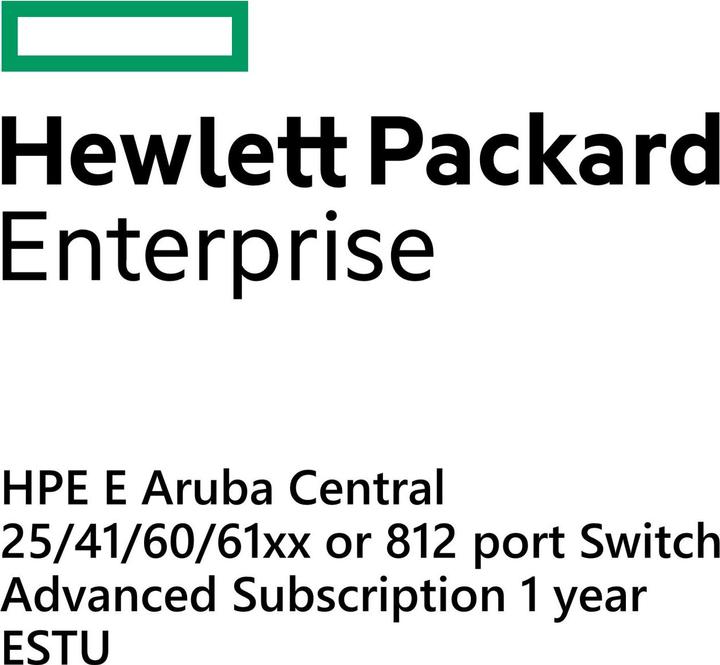 Produktbild HPE E Aruba Central, 25/41/60/61xx or 8-12 port Switch, Advanced Subscription, 1 year, E-STU (12 Ports)