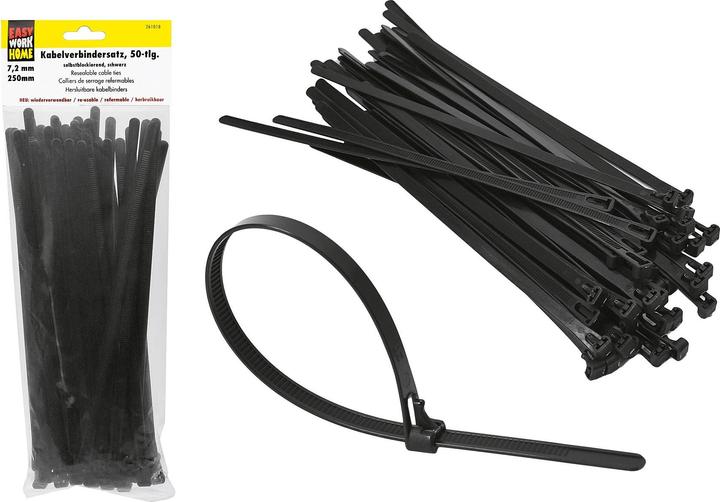 Image du produit Easy Work Colliers de serrage, réutilisables (Serre-câbles en plastique, 250 mm, 50 pcs)
