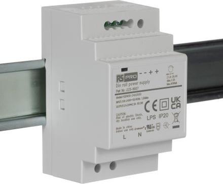 Actual product image Rs Pro DIN rail power supply, 90  264V ac, 24V / 2.5A 60W