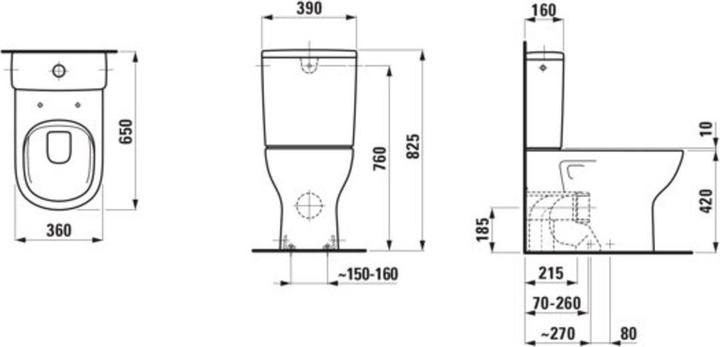 Produktbild Laufen Stand-WC Kombination LUA tief 360x650mm Ab wa od se manhattan
