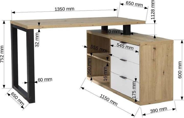 Produktbild ADRK Furniture Schreibtisch Ecke MARO II