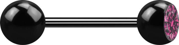 Produktbild Star Piercing Micro Barbell schwarz mit Kugel und Kugeln Kristall pink (Chirurgenstahl 316L, ohne Messing)