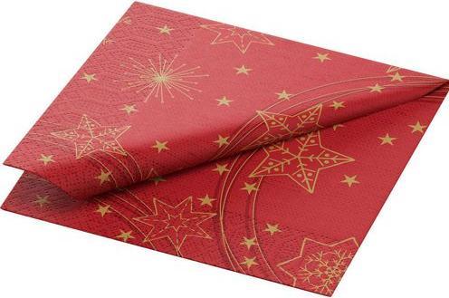 Duni Serviet 24x24 cm 3-lag Star Shine Red,50 stk/pk (50 x, 24 x 24 cm)