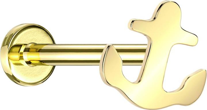 Star Piercing Micro Threadless Labret vergoldet Anker vergoldet (Titan G23, ohne Messing)