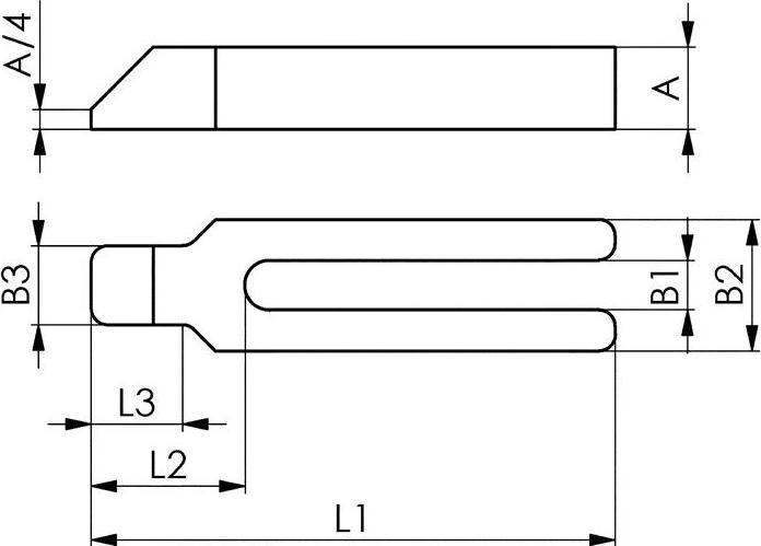 Actual product image Amf Fork clamp no. 6315GN slot width 33 mm length 400 mm for clamping screw M30
