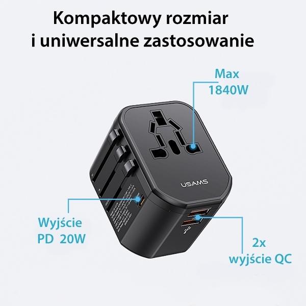 Produktbild Usams T59 Reiseladegerät mit 20W Dual USB-A + Type-C