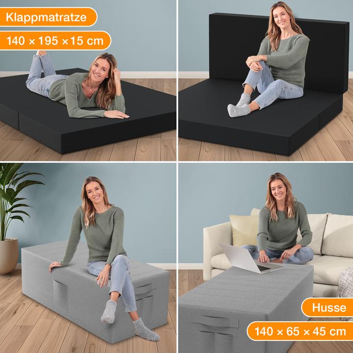 Image du produit Bestschlaf Matelas pliable avec housse et sac de transport (140 x 195 cm, Noyau de mousse)