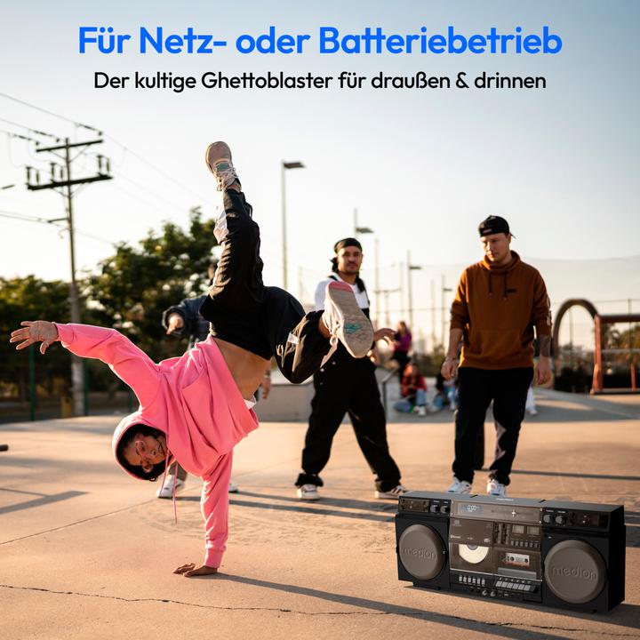 Produktbild Medion LIFE® P66538 Retro-Boombox DAB+/PLL-UKW Radio, Bluetooth® 5.3 für das Abspielen von Smartphone & Co (FM, DAB+, Bluetooth)