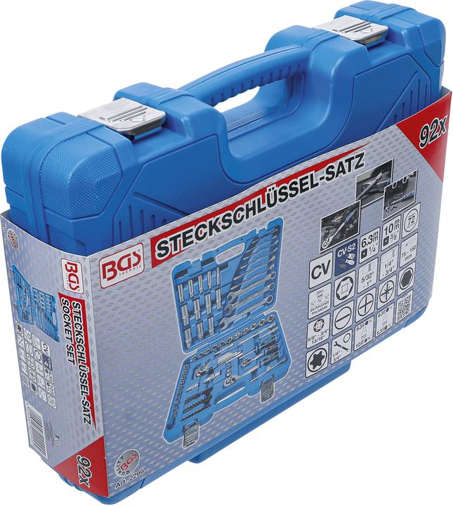 Produktbild BGS Steckschlüssel-Satz Sechskant Antrieb 6,3 mm (1/4") / 10 mm (3/8") Zollgrössen 92-tlg.