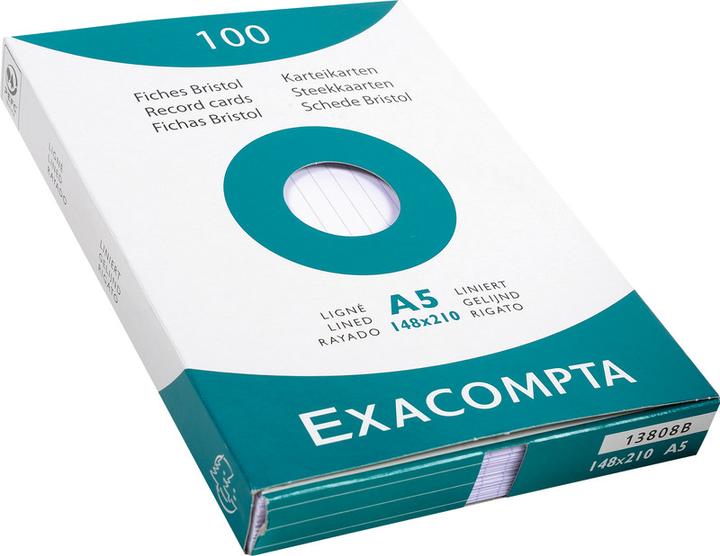 Produktbild Exacompta Karteikarten (A5, 205 g/m², 100 x)