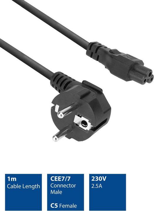 Produktbild Powercord mains connector CEE7/7 male (angled) (1 m, CEE 7/7)