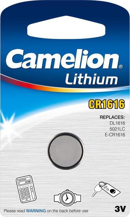 Camelion 13001161 Pile a bottone al litio 3 Volt CR1616/ 1 pezzo (1 pz., CR1616, 50 mAh)