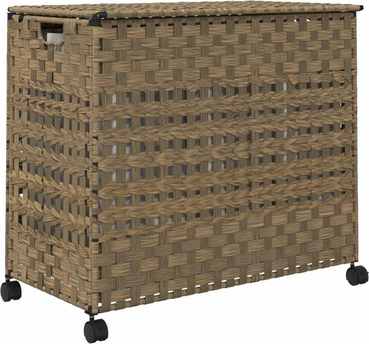 Actual product image VidaXL Laundry basket with castors 66x35x60 cm rattan,Material: rattan