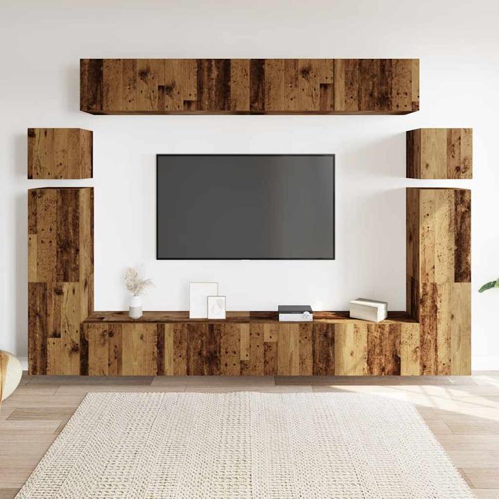Produktbild VidaXL 8-tlg. TV-Schrank-Set Wandmontage Altholz-Optik Holzwerkstoff