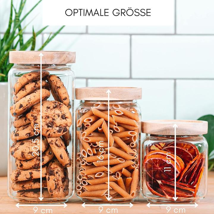 Image du produit Econovo Verres à provisions avec couvercle carré 3 pièces (2.70 l)