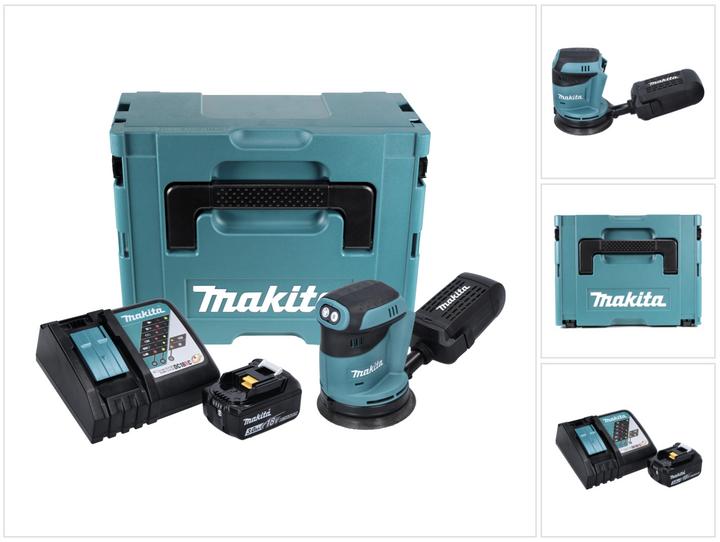 Produktbild Makita DBO 180 RF1J Akku Exzenterschleifer 18 V 125 mm + 1x Akku 3,0 Ah + Ladegerät + Makpac
