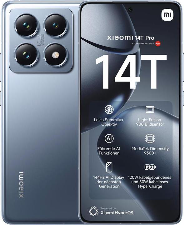 Actual product image Xiaomi 14T Pro 12/1TB 5G blue EU (1000 GB, Titan Blue, Dual SIM, 5G)