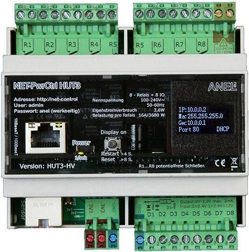 Produktbild Anel NET-PWRCTRL HUT 3 LV - 8 Ethernet/Internet gesteuerte Relais, 16A