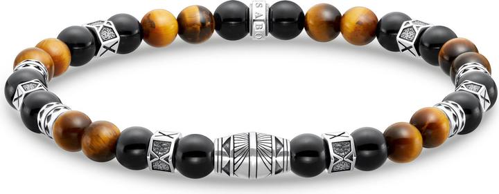 Actual product image Thomas Sabo Bracelet with Black Onyx Beads and Tiger Eye Beads Silver (15.50 cm, 925 sterling silver, Blackened)