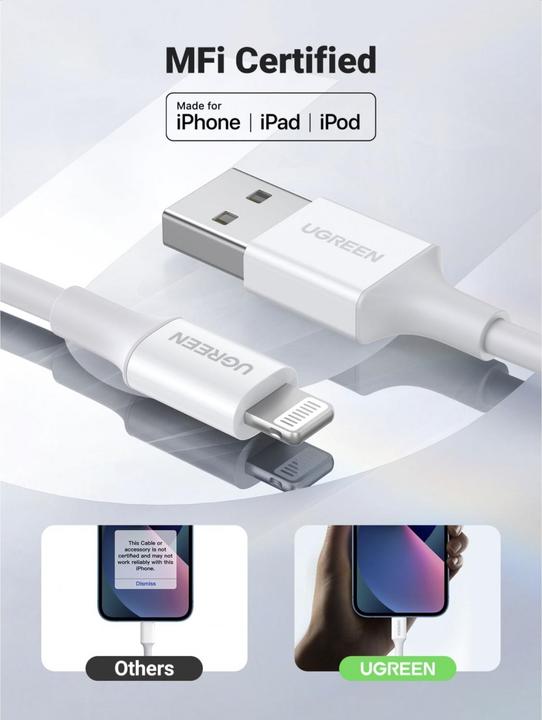 Produktbild Ugreen Lightning zu USB-A 2.0 Kabel (1 m, USB 2.0)