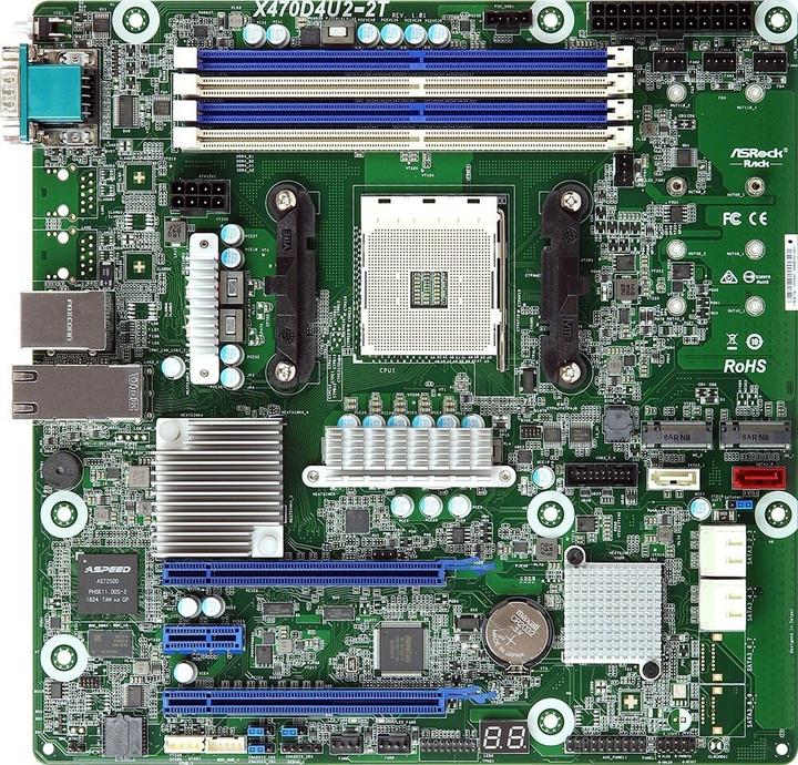 Actual product image AsRock Mainboard X470D4U2 micro-ATX Socket AM4 Single (AM4, AMD X470, mATX)