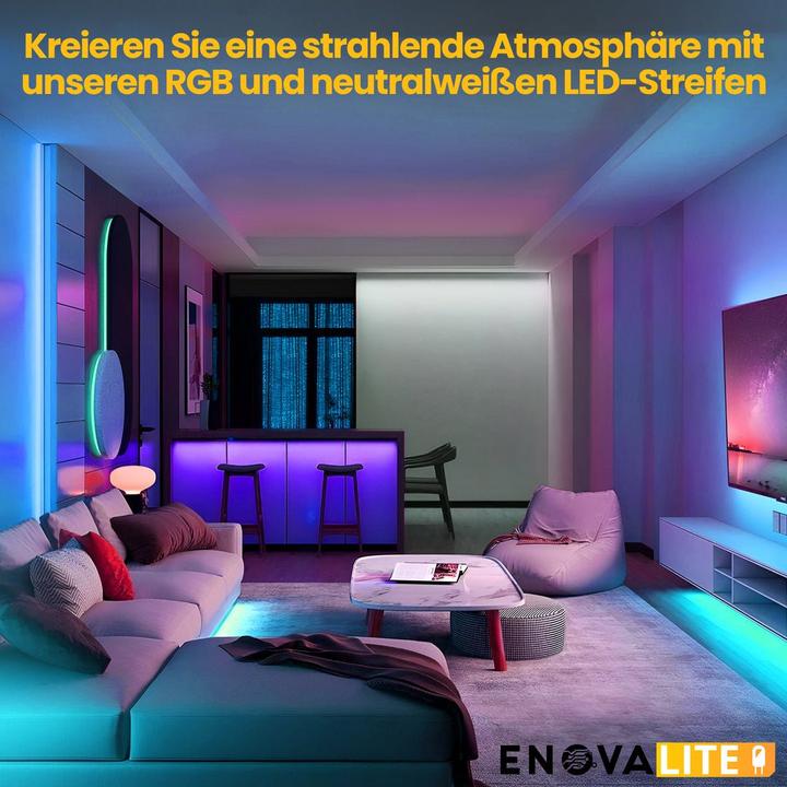 Image du produit Enovalite Bande LED (Blanc neutre, 500 cm, Intérieur, Extérieur)