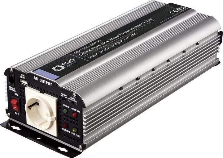 Produktbild RND Sinus-Wechselrichter, DC / AC 24V 700W Steckdose Typ F (CEE 7/3) mit Schutzkontakt / USB A-Buchse