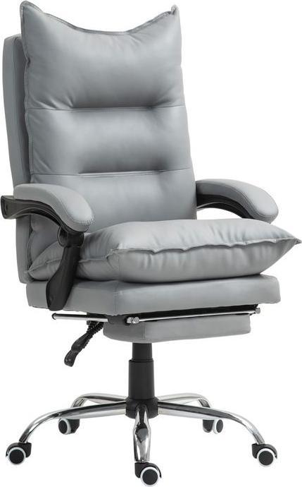 Produktbild Swisshandel24 Bürostuhl mit Liegefunktion, ergonomisch Schreibtischstuhl Drehstuhl Hellgrau