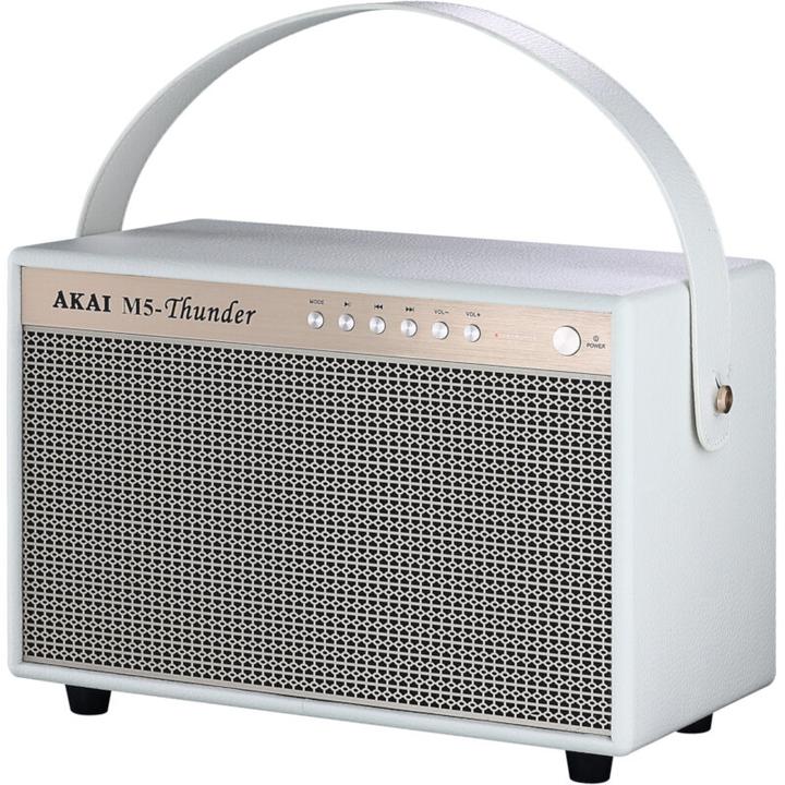 INNE Akai M5-Thunder Weisser Tragbarer Bluetooth-Lautsprecher Im Retro-Stil (12 h, Akkubetrieb)