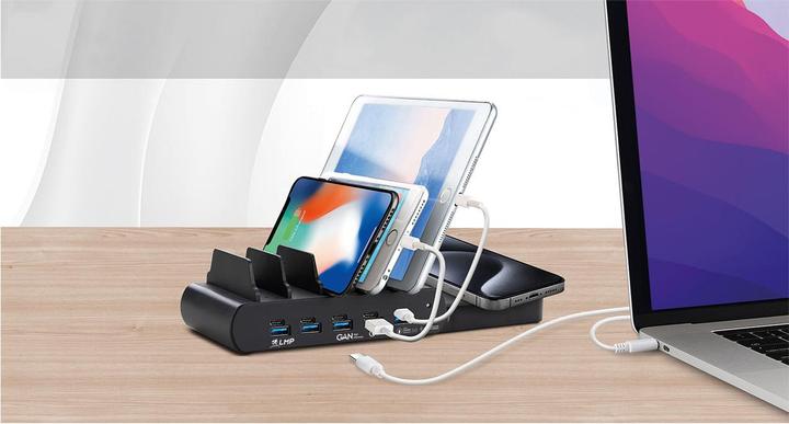 Produktbild LMP DuoCharge 5+1 Port KC, GaN charging station Qi2 (150 W)