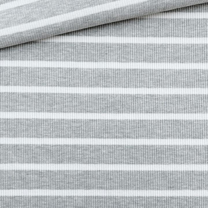 Würfel & Mütze Ribjersey rayé gris clair