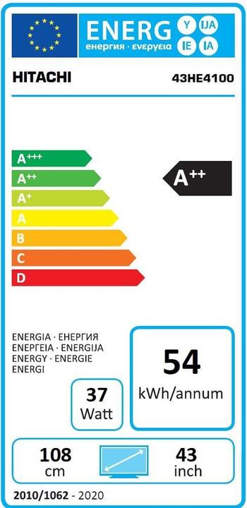 Energie-Label Hitachi 43HE4100 (43", LCD, Full HD)