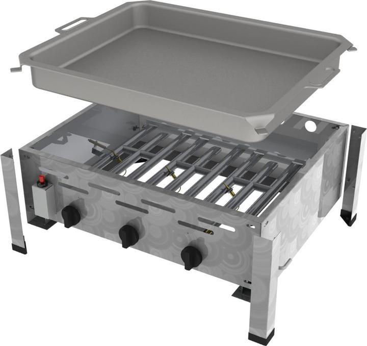 Actual product image ChattenGlut 3-burner gas roaster with stainless steel pan (10.80 kW)
