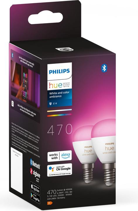 Produktbild Philips Hue White & Color Ambiance Luster (E14, 5.10 W, 470 lm, 2 x, F)
