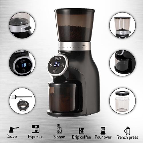 Image du produit Adler AD 4450 Broyeur à café Burr, Noir (Prise UE)
